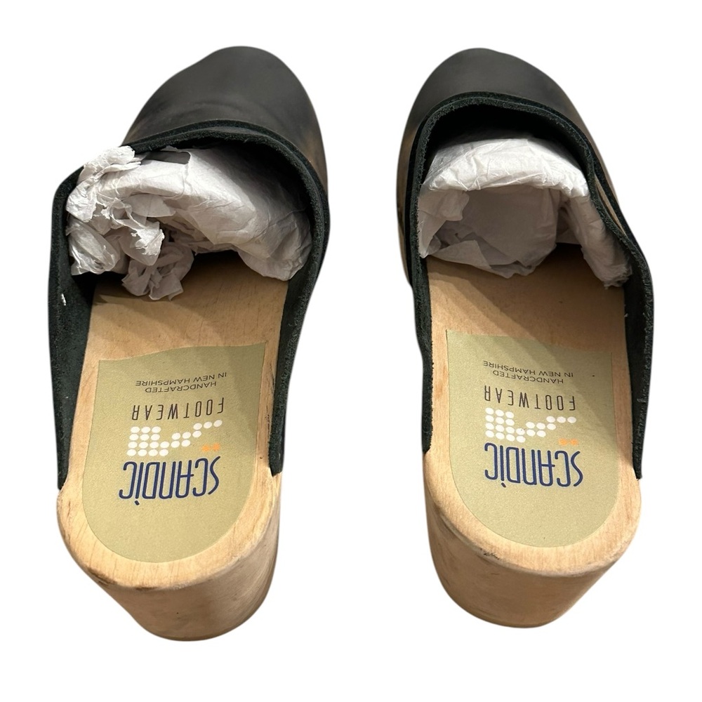 Scandic Wood Heeled Clogs Black Smooth Leather Women’s Size EU 40 US 9.5 - 10 - Picture 8 of 10